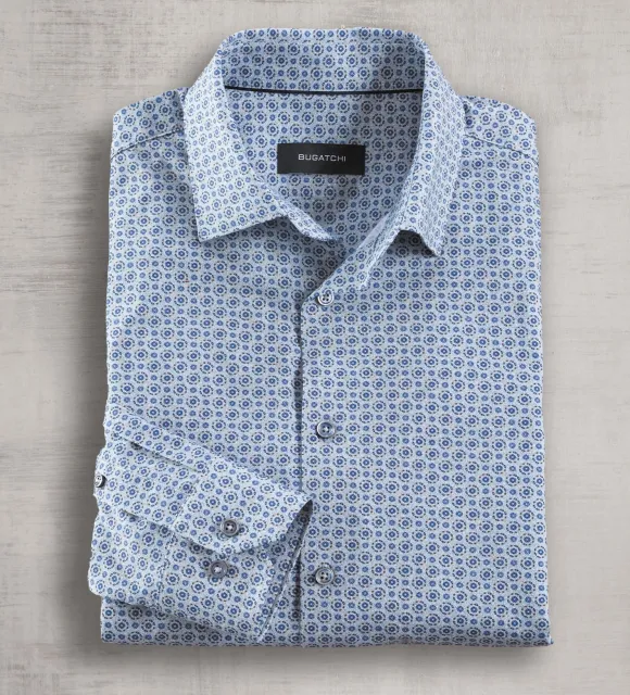 Bugatchi Performance Knit Medallion Print Shirt