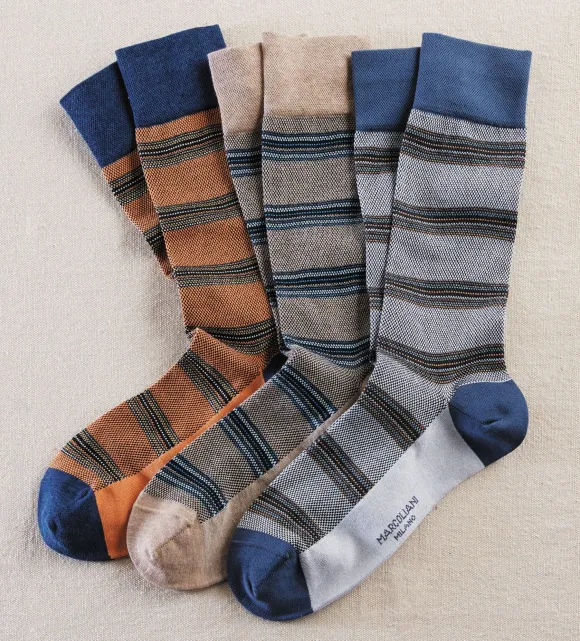 Marcoliani Pique Stripe Socks