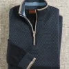 Patrick James Herringbone Quarter Zip Sweater