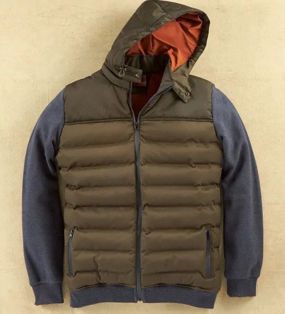 Patrick James Mixed Media Hooded Quilted Jacket