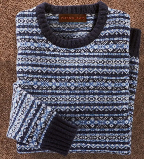 Patrick James Towthorpe Lambswool Fairisle Crew Sweater