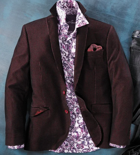 Robert Graham Chianti Neat Print Velvet Sport Coat