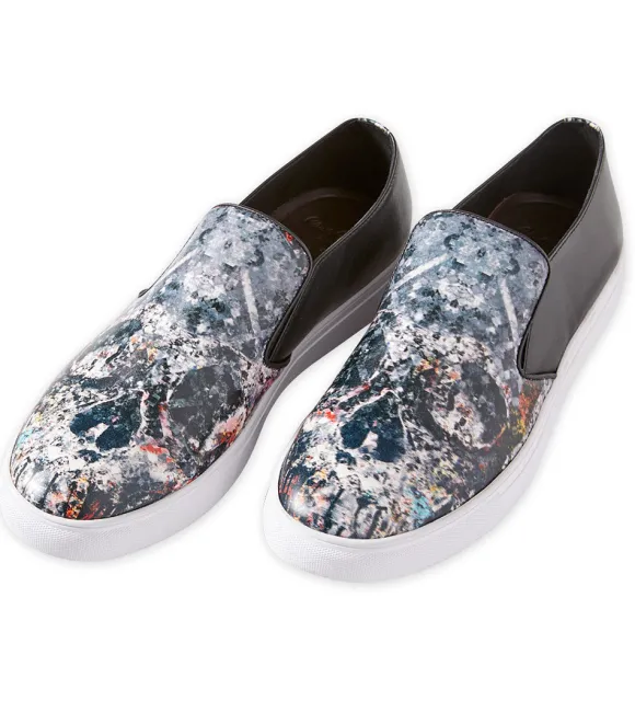 Robert Graham Turney Skull Leather Slip-On Shoes