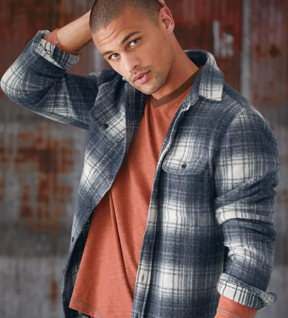 True Grit Lumber Plaid Sweater-Knit Shirt