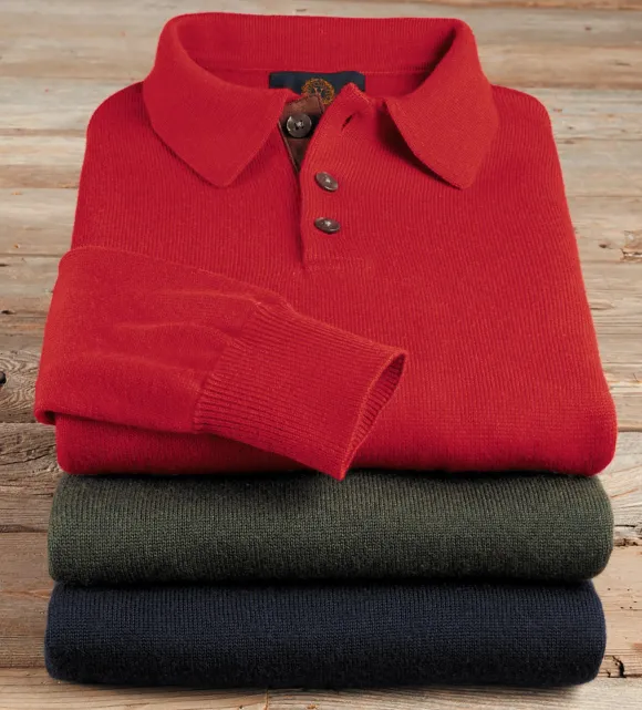 Viyella Merino Suede Trim Polo